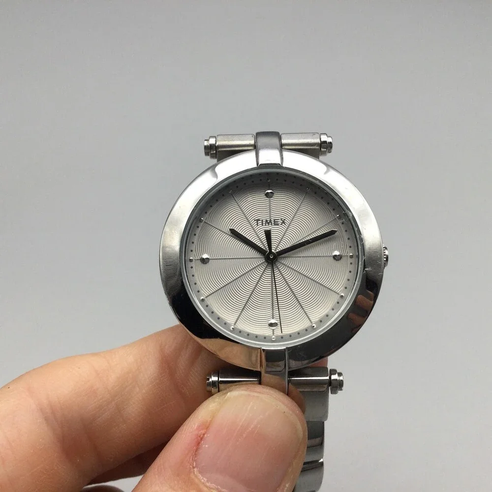 Timex Greenwich Womens Watch 32mm Silver Dial Stainless New Battery 6